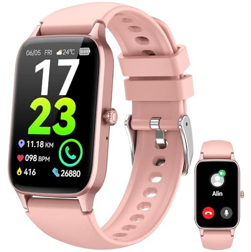Smartwatch Damen, 1,57 HD-Display Fitnessuhr mit Bluetooth Anrufe, FitnessTracker 110+ Sportmodi, Sportuhr mit Herzfrequenz Schlafmonitor Schrittzähler, Smart Band IP68 Wasserdicht für Android iOS