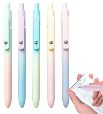 Yaztauho Gelstifte - 0,7 mm Gel Minen Gleitfähiges Schreiben - 5 Stück mit Klipp für Beruf Büro Schule Haus
