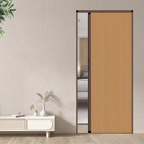 Kgfvesdc Aluminum Folding Doors Concertina Doors Internal Living Space Folding Gate With Handle Waterproof And Heat Insulation Space Saving For Kitchens/Closet (coffee brown/W×H:70×203cm) Customizable