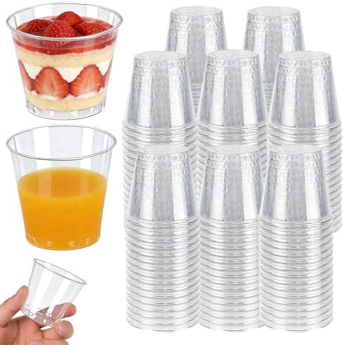 PRITOK 300 Pcs Plastic Shot Glasses: 1oz/30ml Transparent Shot Cups Plastic Reusable Shot Glasses Crystal Clear, Mini Shot Glasse, for Catering Party and Dessert Bar, Wedding, Festival