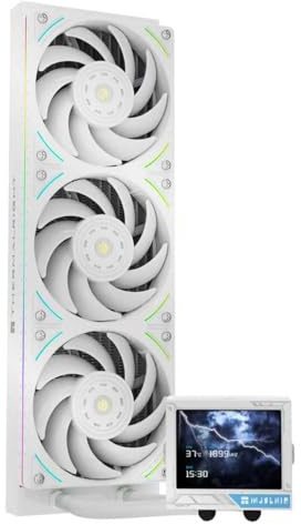 Thermalright TR Mjolnir Vision 360 UB PRO ARGB Weiß CPU-Aio-Kühler,360-Spezifikation Wasserkühlersystem mit Inline-Lüfter, 3,5 LCD-Bildschirm mit 640x480 Auflösung für AM4/AM5; Intel lga1700/1851