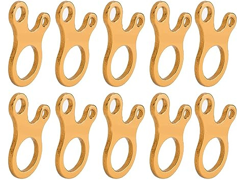 RASTKY Set Tendicorda a 3 Fori Set Tenditori Antiscivolo per Corda da Campeggio 10 Pezzi (GOLD)