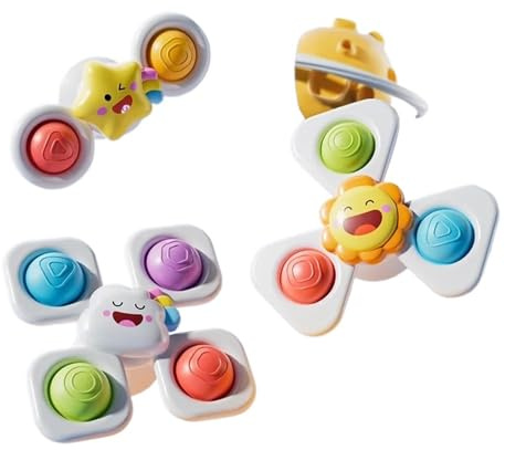 Juego de 3 Piezas de Ventosa giratoria de Animales de Dibujos Animados, Juguetes giratorios, Mesa de baño, Viaje(Black)