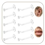AceFun 18G Transparente Piercing Ohr Retainer 8mm Bioflex Kunststoff Ohrstecker lippenpiercing Flat Push In für Helix Knorpel Tragus Lippe Piercings Sport Schule Arbeit