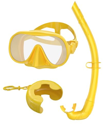 Set de esnórquel para Adultos, visión panorámica y antigoteo, con, Correa Ajustable, máscara de Buceo Plegable, para Hombres, Mujeres, Deportistas, familias, Entrenamiento de natación,