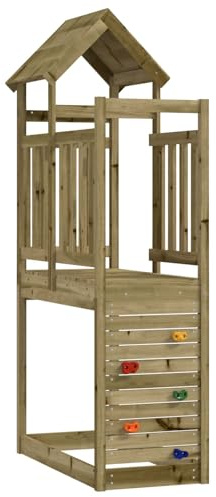 Ziaphsol Tour de Jeu en Bois Marron pour extérieur Dimensions 53 x 110,5 x 214 cm supporte Deux Enfants jusqu'à 45 kg Ensemble avec Toboggan balançoire Escalade Plateforme échelle Corde Tunnel idéal