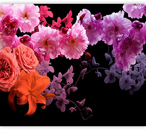 murando - Vlies Fototapete Blumen 350x256cm- Foto Tapete Schlafzimmer Wohnzimmer Vliestapete XXL Wandtapete Motivtapeten Bildtapete 3d Effekt Wand Dekoration - rosa orange violett schwarz b-C-0353-a-a