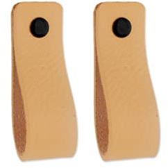 Brute Strength – Ledergriffe für Möbel – 16,5 x 2,5 cm – Natur – 2 Stück | Handgefertigte Möbelgriffe und Lederschlaufen aus Leder; für Schranktüren und Schubladen, Schrauben inklusive