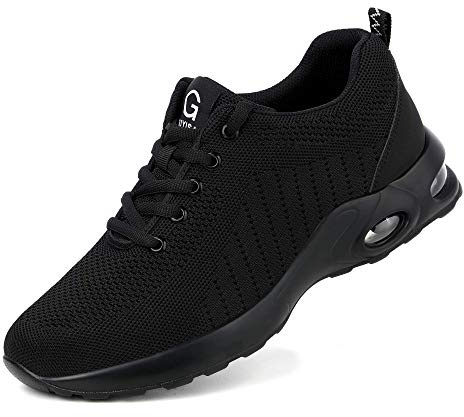 Tongzone Steel Toe Shoes for Women Men Safety Air Cushion Lightweight Sneakers Slip Resistant Industrial and Construction Work Shoes