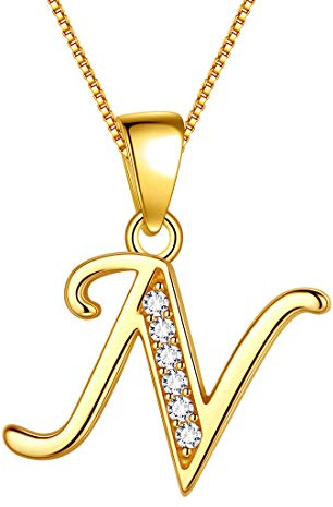Aurora Tears 26 Buchstaben Halskette/Ohrstecker 925 Sterling Silber Initial A-Z Alphabet Anhänger/Ohrring mit Zirkonia Schmuck Geschenke für Frauen