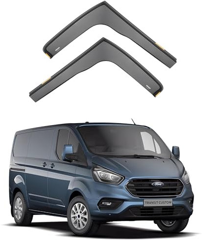 iSpeed Wind Deflectors For Ford Transit Custom/Tourneo Custom 2012-2023 2pc Set - Keep Your Car Ventilated in Rain - Reduce Wind Turbulence - Tinted In-Channel Type