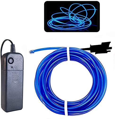 EL Wire Blue, 32.8ft/10m Neon Lights Portable Glowing Strobing Electroluminescent Wire for Parties, Halloween, Christmas, DIY Decoration