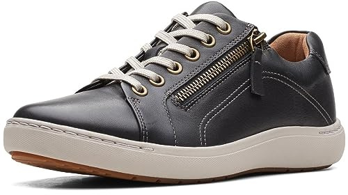 Clarks Women's Nalle Lace Sneaker, Piel Negra, 35.5 EU