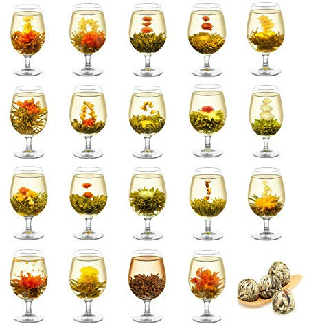 WELLTEA - 10 Different Varieties of Blooming Tea, Flowering Tea, Vacuum Sealed Tea Balls, Jasmine Tea Flowers