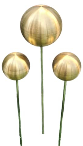 Jürgen Bocker Garten-Ambiente Rosenkugel 3er Set 15-10-10 cm Edelstahl Gold matt gebürstet mit Stab 80 cm