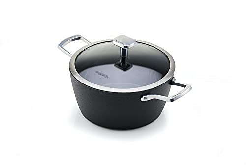 Moneta Armonia Casseruola 2 Manici 20 cm + Coperchio Bordo Inox per Ogni Tipo di Piano Cottura
