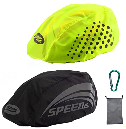 LandJoy Helmüberzug Fahrradhelm Regenschutz Fahrrad Helm Cover Regen mit Reflektoren Elemente, Wasserdicht Windabweisend Atmungsaktiv