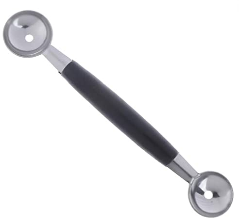 Ruluti 1pc Melon Ball Scoop Stainless Steel Double-sided Melon Baller Double Ice Cream Scoop Melon Baller Scoop Round Melon Balls