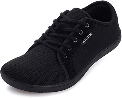 WHITIN Women's Minimalist Barefoot Shoes Wide Toe Box Zero Drop Fashion Sneakers Size 11 Gym Tennis Sport Road Running W81 Flat Soft Walking Black 42