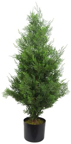 Leaf Cedar-V2 Künstliche Zedern-Zypresse-Konfierbäume, Holz Kunststoff, Grün, 90 cm, Buschig, 0,9 m