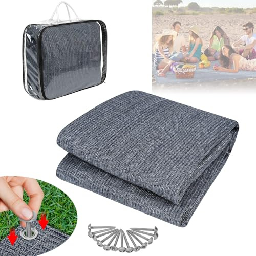 ACXIN Outdoor Campingmatte 4,0 m x 2,5 m - Vorzeltteppich mit Aluminiumschlaufen, Tragetasche, HDPE Teppich