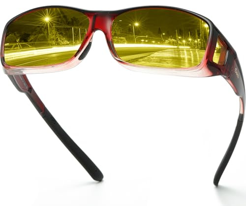 DUCO Polarisierte Nachtfahrtbrille Überbrille für Korrektionsbrille für Brillenträger Polarisierte Nachtsichtbrille 8953Y