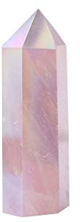 Sudemota Cristal Natural en Bruto Columna de Cristal Natural, Varita de energía de Piedra terapéutica de Punto de Cristal de Cuarzo Rosa galvanizada, decoración del hogar