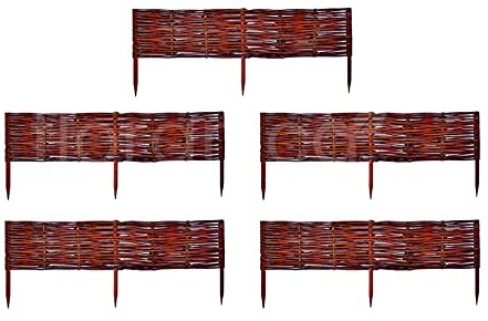 Floranica Bordures de Parterre en Saule Lot de 5 pièce 40 cm x 100 cm Clôture en Bois de Osier pour Bordure Plate-Bande Palissade Bordures de Fleurs Décoratives Panneau en Saule