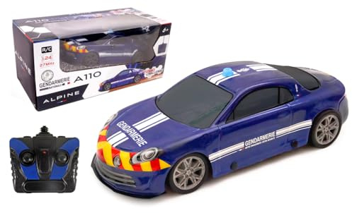 TURBO CHALLENGE - Alpine A110 - Gendarmerie - 099216 - Voiture Télécommandée - Bleu - 1/24 - Piles Non Incluses - Plastique - À Partir de 6 Ans