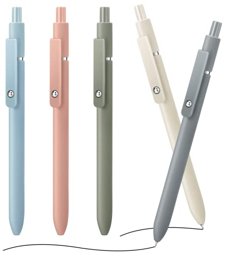 5 x Gelstifte, schnell trocknende Tinte,0,5 mm einziehbare Gel Tintenstifte, niedlicher Kugelschreiber, feine Spitze, Premium-Gelstifte,Pastell Roller Kugelschreiber für Schule,5 Stück (Morandi)