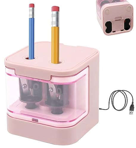 Elektrischer Anspitzer JIJICZ 6-12mm Usb Und Batterie Spitzer Elektrisch Mit Behälter Automatischer Elektronischer Bleistiftspitzer Für Dicke Und Dünne Stifte Kinder Home Schule Rosa