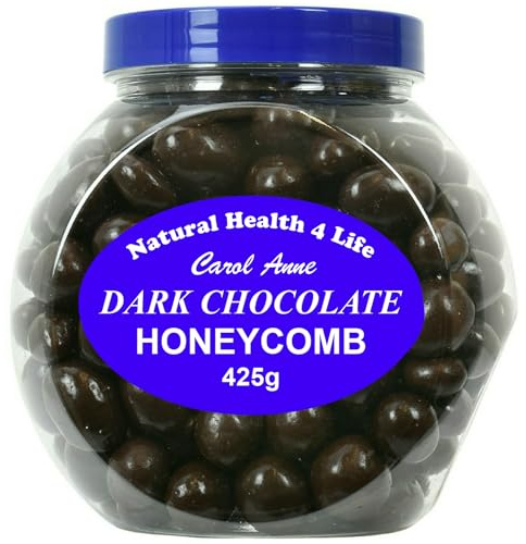 Natural Health 4 Life Carol Anne Confectionery Dark Chocolate Honeycomb 425 g in Recyclable Gift Jar (1 Jar)