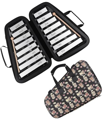 16 Tasten Glockenspiel Aluminiumplatte Xylophon Schlaginstrument mit Box Mallets Glockenspiel Set (Color : Bk)