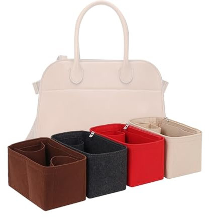 LinerLink Taschen-Organizer für die Reihe, weich, Margaux 12 Taschen (30,5 x 22,9 x 19,1 cm), handgefertigter Tascheneinsatz, 2 mm Filztascheneinsatz, Damenhandtaschenformer (Beige, Stil C)