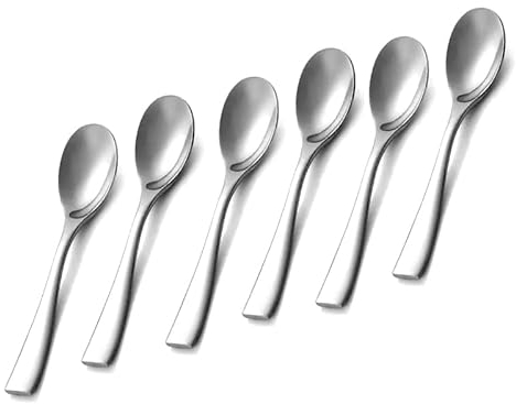 Kaffeelöffel 6 Stück Premium Teelöffel aus Edelstahl, hochglanzpoliert, Löffel mit Modernem und elegantes Design, Espressolöffel, Dessertlöffel, Spülmaschinenffest, Länge 13,5 cm (5,32 Inch)