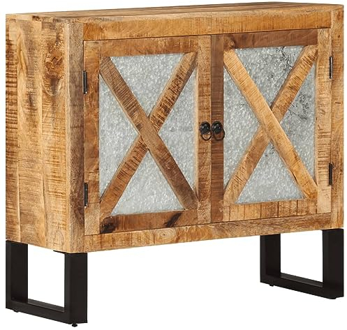 ULUYYUC Sideboard, Anrichte Mehrzweckschrank Wohnzimmer Möbel Barschrank Geeignet für Küche Büro Speisesaal Schlafzimmer 80x30x71 cm Massives Raues Mangoholz und Metall