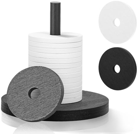 jiawaggag Schockbesteck Holz Schocken Set mit 14 Scheiben und Ständer Schock Besteck für Jule Meiern Maxen Mörkeln Schwarz und Weiß 10X10cm