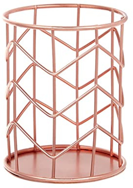 siduytin Nordic Stil Metall Stift Halter Büro Eisen Organizer Schreibtisch Hohl Container Fernbedienung Pinsel Kleine Korb Liefert, Roségold 1