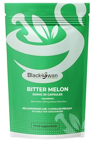 Black Swan Bitter Melon Capsules - 500mg Momordica Charantia Karela Fruit Extract Supplement - Botanical Formula for Mindful Nutrition & Lifestyle Routines - Vegan Friendly - 30 Caps 1 Month Supply