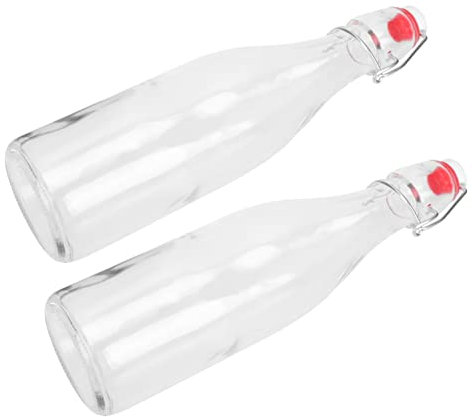 Ciieeo 2 Piezas Botella de Vidrio Tapa Abatible, 500ml, Blanco