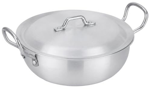 LENAK Induction Compatible Wok Deep Stir Fry Frying Pan with Lid - Induction, Gas and Electric Hobs Aluminium Pan (31cm)