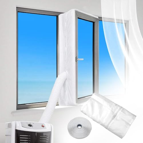 Sarini Air Conditioning Window Windscreen Seal Fabric Kit 4m Double Zip Opening 400cm 158 Inches 210T Waterproof Material with Mounting Tape