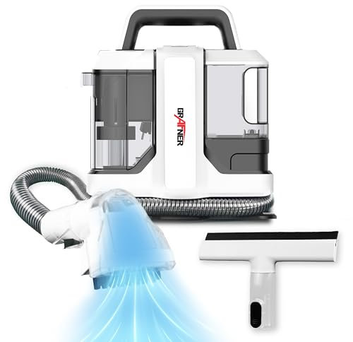 Grafner Waschsauger und Fensterreiniger mit Dual-Tank, 2 Bürsten, Fensterabzieher und Lanze, Fleckenreiniger für Teppiche, Polster, Auto, Teppichreiniger Fleckensauger Polsterreiniger Fenstersauger