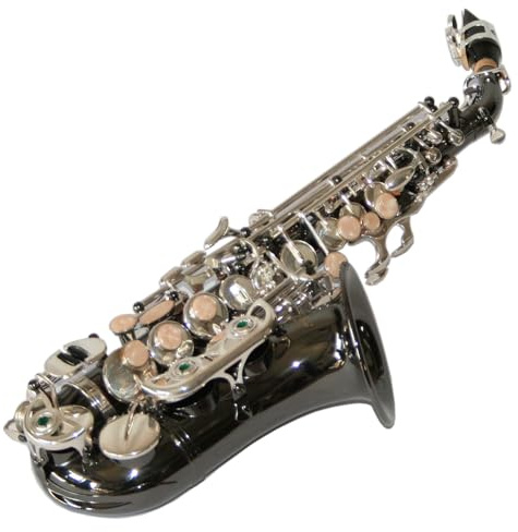 Karl Glaser Sopran Saxophon gebogen Messing, schwarz verchromt mit Koffer