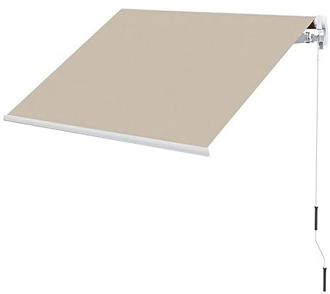 Aeffe Tenda da Sole a Caduta 300 x 250 Centimetri cm Avvolgibile, Estensibile, Struttura in Alluminio Tessuto 280gr/mq (Beige 300x250)