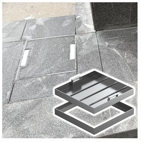 12 14 16 18 20 22 24 26 28 30 32 34 36 38 40 42 Zoll unsichtbarer Schachtdeckel, gewerblicher Hochleistungsdeckel aus Metall für Klärgruben, Abwasserbeckendeckel mit einziehbaren Griffen (56