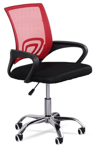 MUWO Director Büro Drehstuhl | ergonomisch & höhenverstellbar | atmungsaktives Mesh-Gewebe | stabile Metallfüße | optimaler Sitzkomfort für langes Arbeiten & Homeoffice (Rot)