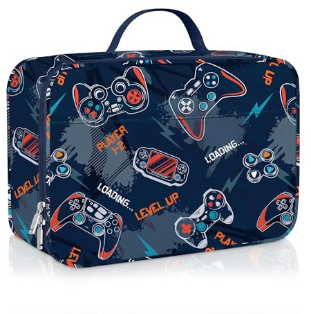 Clastyle Bolsa Termica Porta Alimentos Infantil Jugador Bolsa Almuerzo Bebe Pequeña Portátil Bolsa Comida Niños para Escolar Picnic, Palanca de Videojuegos
