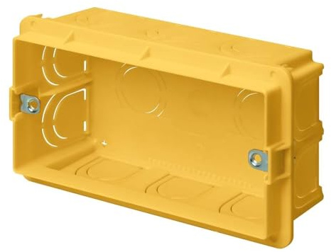 Scatola 504 da incasso a parete, 4 moduli/posti, per muratura, 118x70x48mm, in tecnopolimero ad alta resistenza, cassetta per impianto elettrico, universale per serie civili, giallo