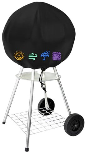 Rzspher Copertura per barbecue resistente alle intemperie, 50 x 46 cm, in tessuto Oxford 210D, rotonda, per barbecue a sfera, design Easy Take Off